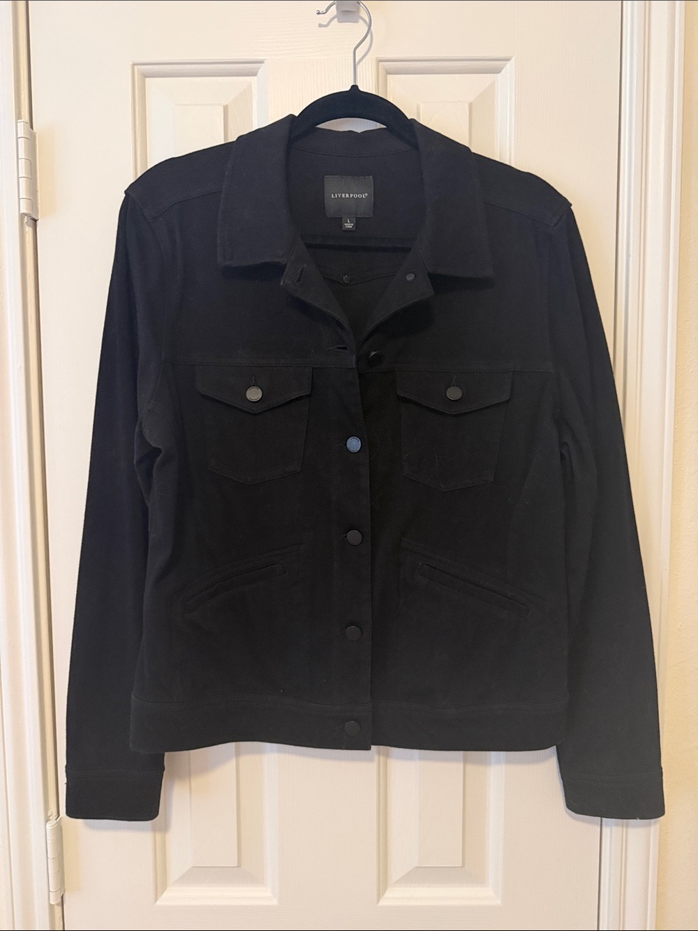 Liverpool Black Women's Button-Front Jean Jacket